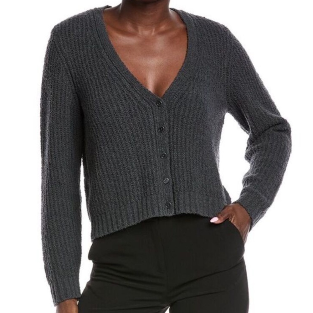 Eileen Fisher - Women's Fluff Cashmere-Blend Cardigan - Charcoal - Size Large